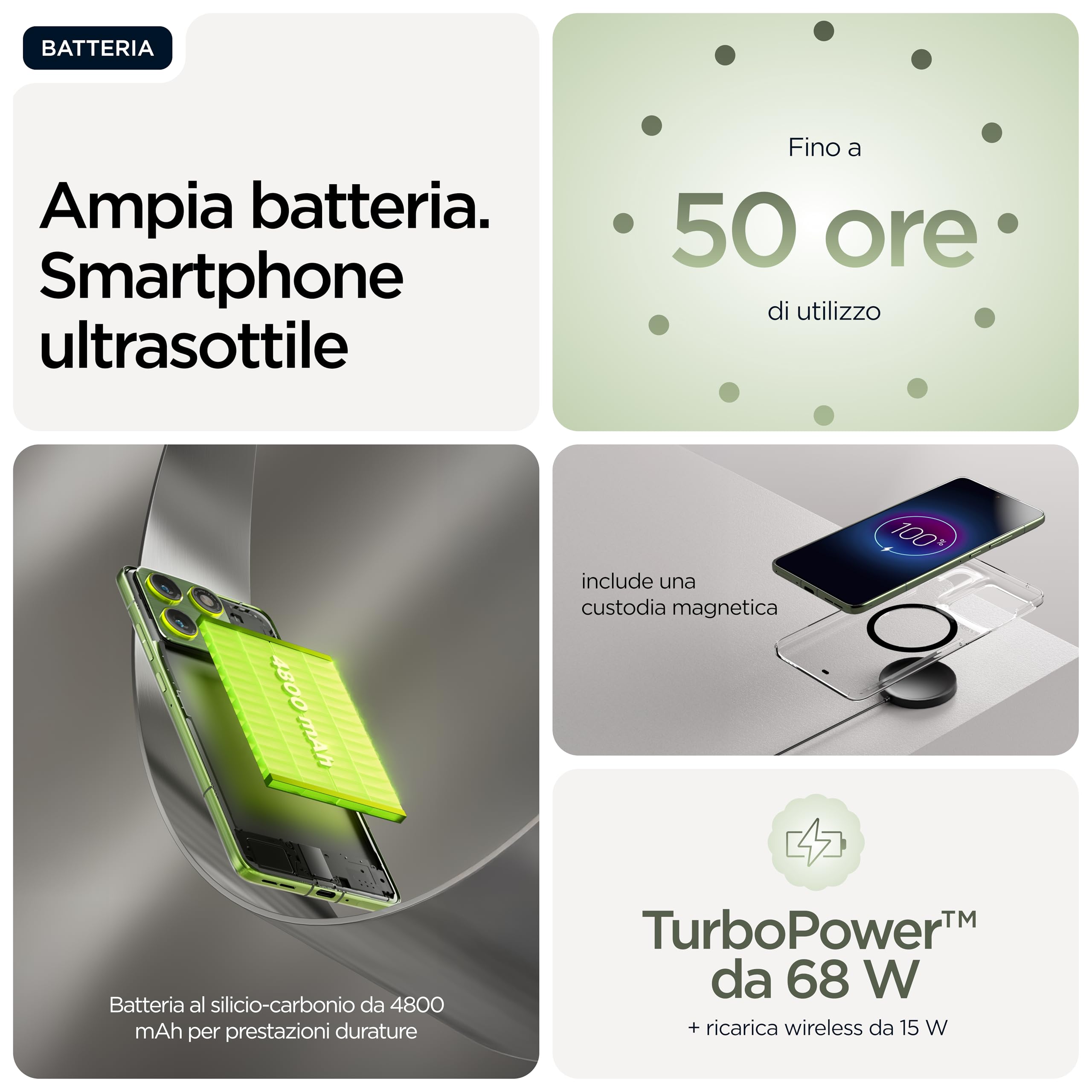 Motorola edge 70 con Moto AI (12/512GB, Tripla fotocamera da 50MP+flicker sensor, selfie 50MP, 4800mAh Silicon-Carbon, Display 6.67" Super HD 120Hz, Android 16), PANTONE Bronze Green