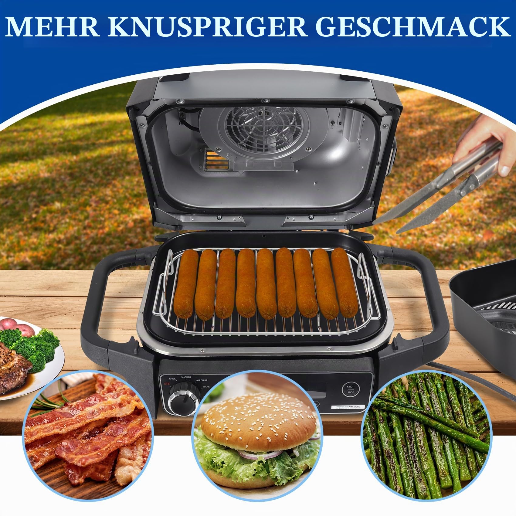 SafBbcue Combo Crisper Basket & Smoke Rack for 7 in 1 Ninja Woodfire OG700 Series Outdoor Grills, XSKCRSPBKT Air Fryer Basket and Roast Rack for Ninja Woodfire Grill OG701 OG751 Accessories, Non-Stick