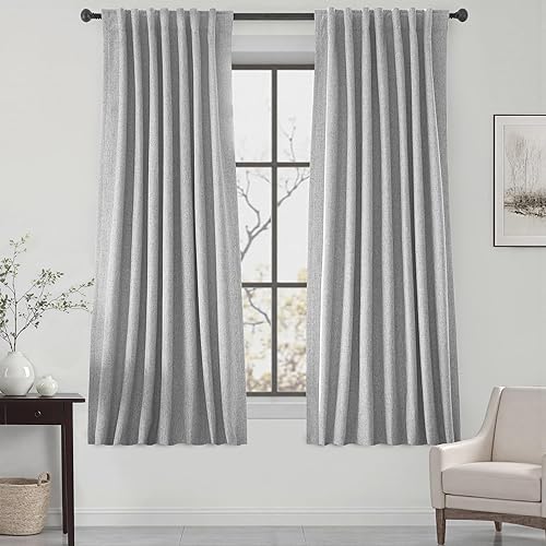 Miniatura 66 de UHITECH Cortinas Opacas de Lino Natural para Sala de Estar/Dormitorio Ventana Pequeña 54 Pulgadas de Largo Juego de 2 Paneles Cortina Opaca Pestaña