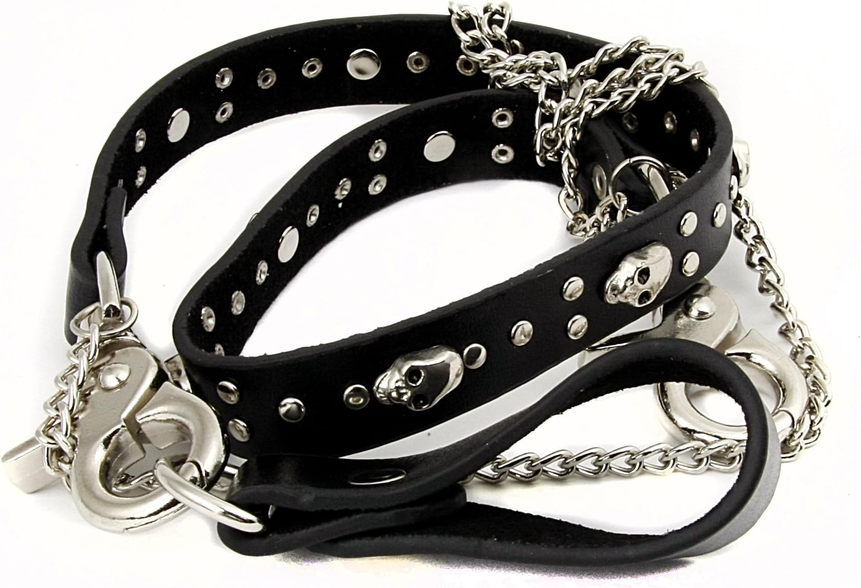 22.5 In. Leather Wallet Chain Belt Design W/ Studs & Skulls - WLC-1002