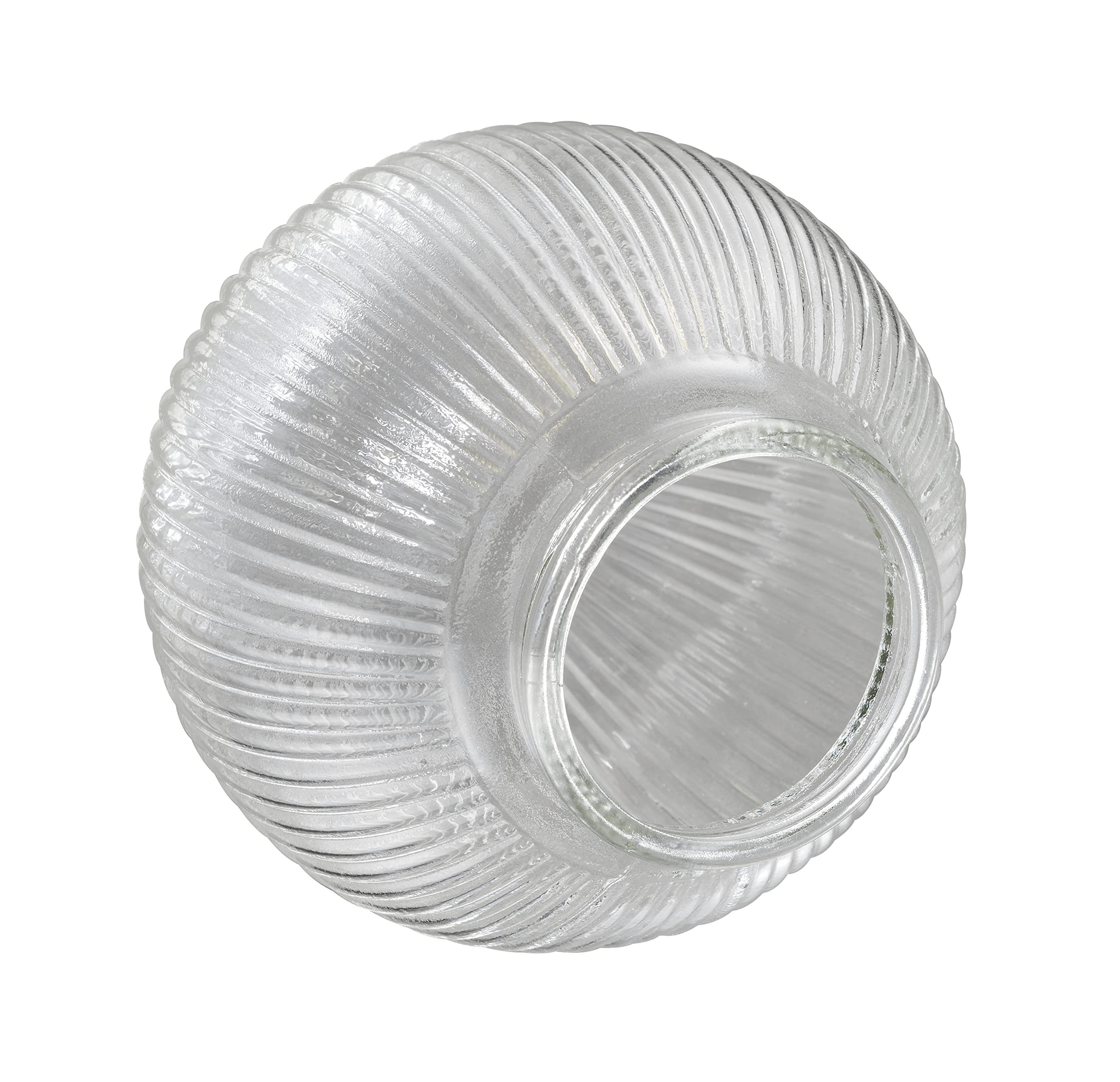 Aspen Creative 28006-75-1, 6-3/8" Reeded Clear Glass Globe For Lighing Fixture And Ceiling Fan, Fitter: 3-1/4"