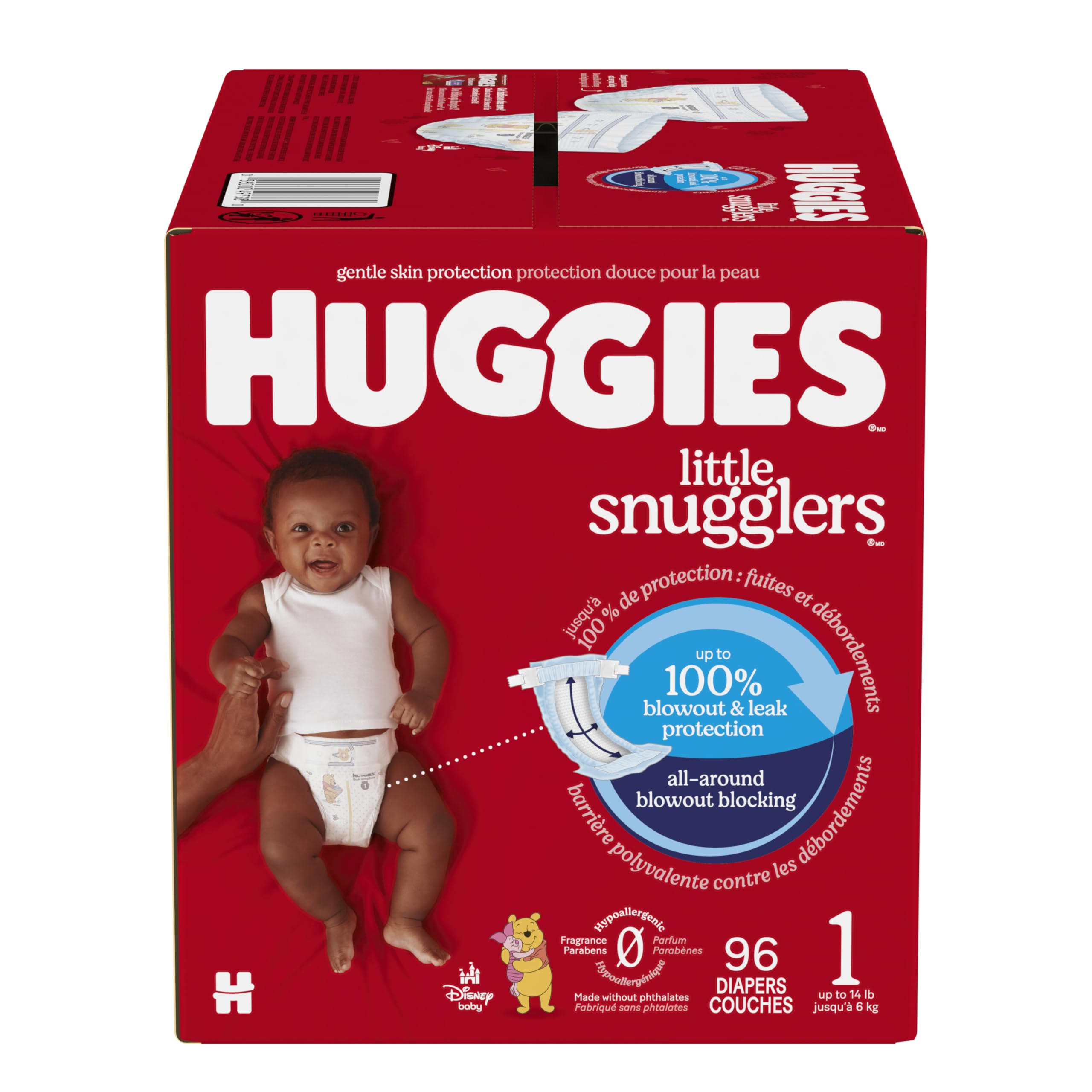 Huggies Size 1 Diapers, Little Snugglers Baby Diapers, Size 1 (8-14 lbs), 96 Count, Packaging May Vary Size 1 96