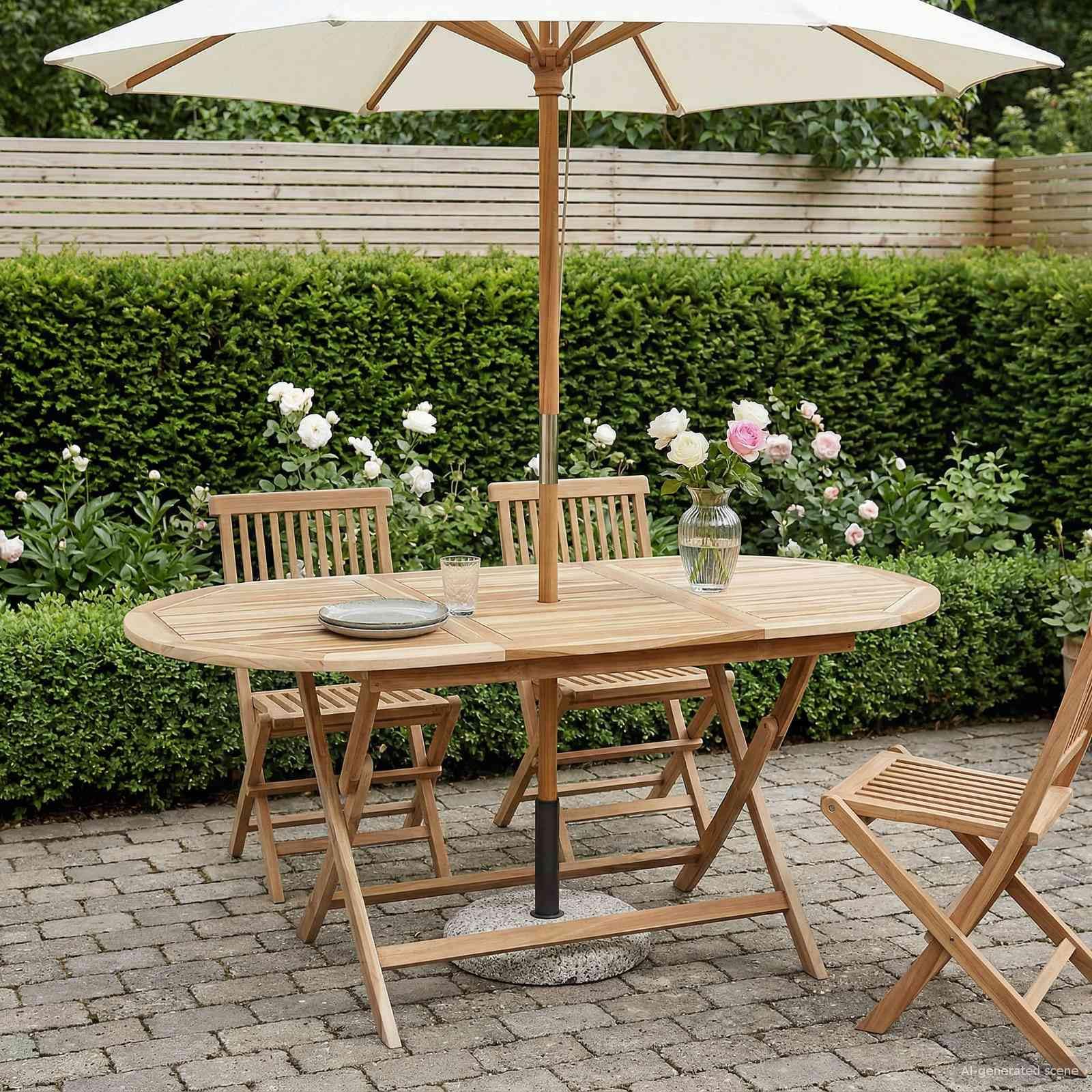vidaXL Mesa de jardín Plegable Natural 160 x 80 x 76 cm