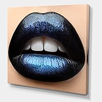 Vista 1 de Labios de mujer con lápiz labial negro y azul moderno lienzo arte de pared