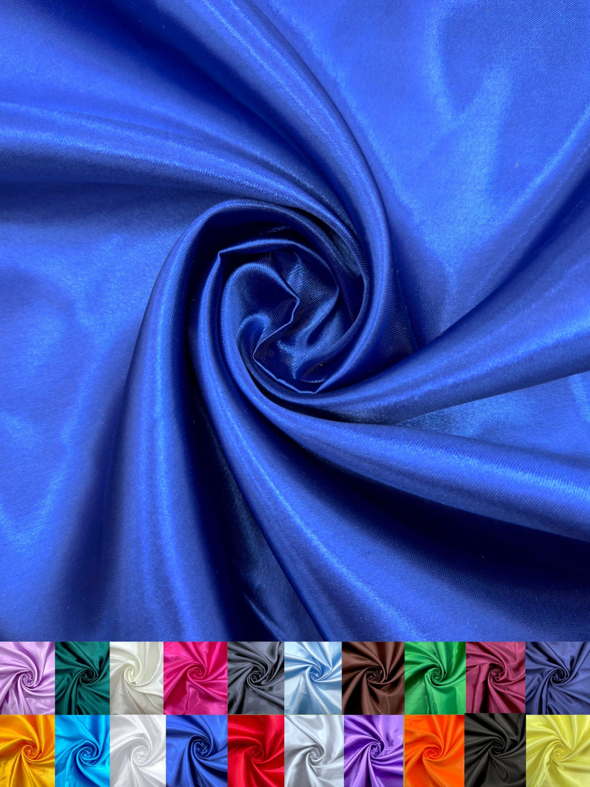 EOVEA - Satin Fabric by The Yard – Smooth Metallic Shiny Material for Sewing, Upholstery, Lining, Decor, Costumes & DIY Crafts – 60” Wide, Lightweight Soft-Draping Fabric(Royal Blue, 1 Yard)