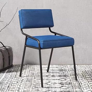 Modern Simple Dining Chair, Leather Upholstered Backrest, Metal Legs, Retro Style Casual Coffee Internet Celebrity D