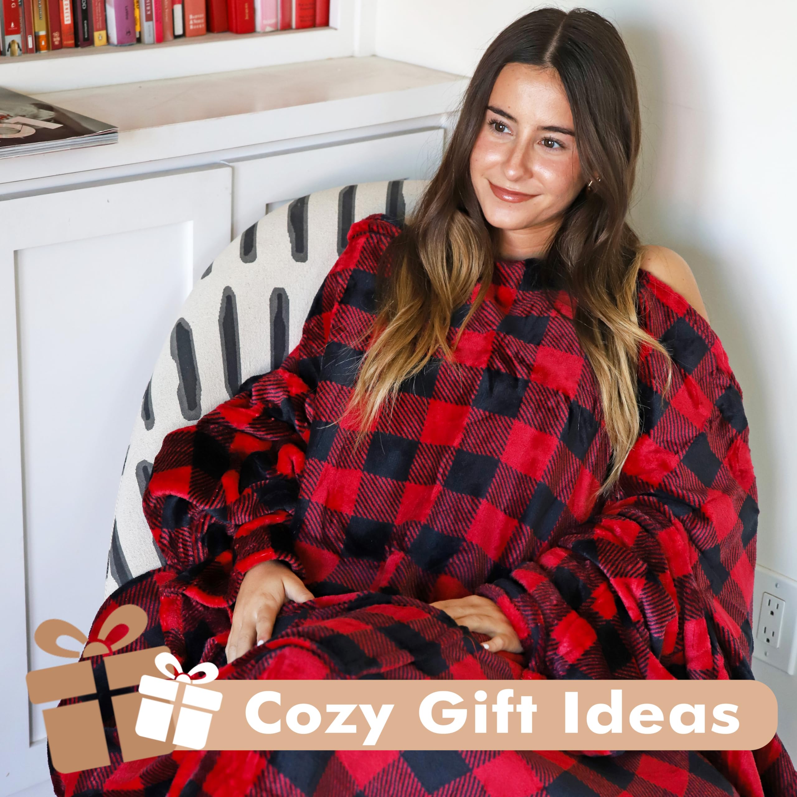 Froster Coperta Vestaglia Con Maniche Per Adulti – Morbida Pile Polare 280g, Rossa, Con Tasca, 145x205cm, Prodotta In UE