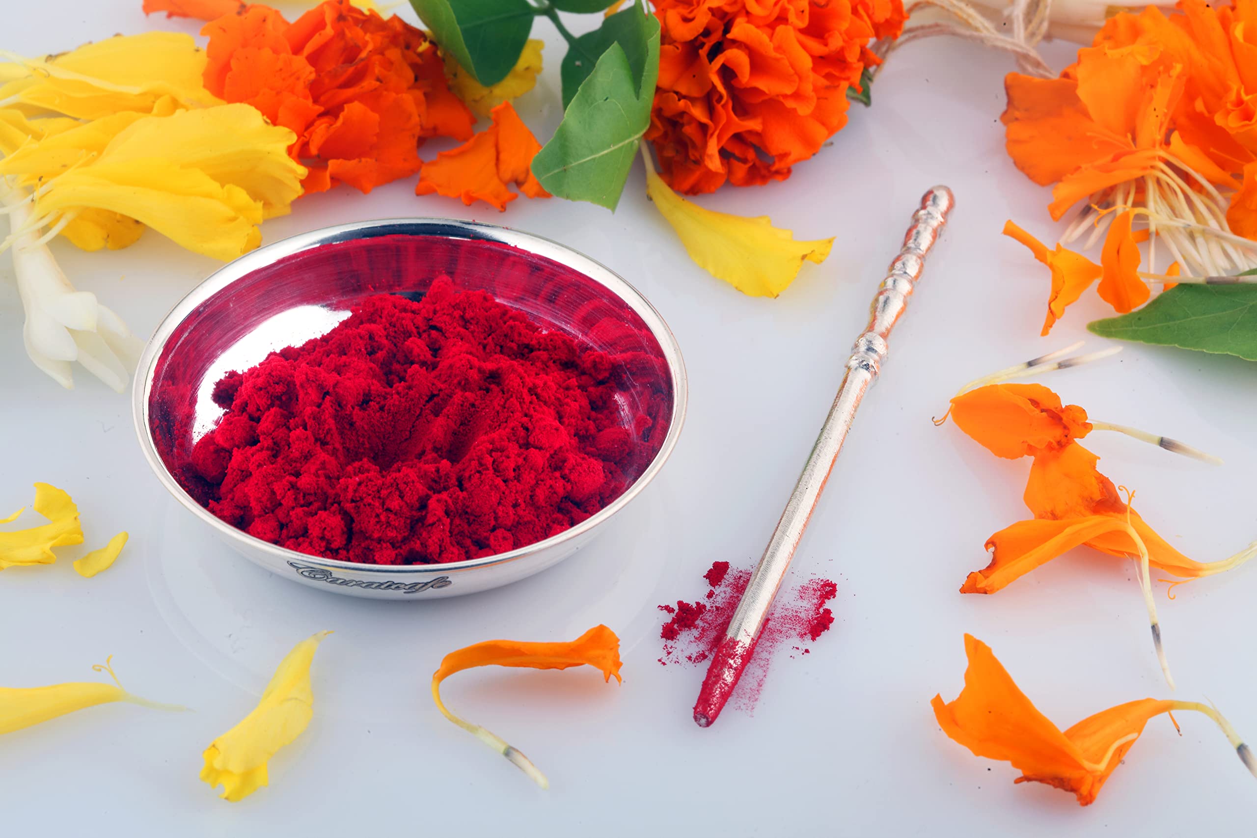 Pure Silver Tilak Stick & Plate Combo for Tikka Forehead Chandan Kumkum Roli in Pooja Or Annaprashan