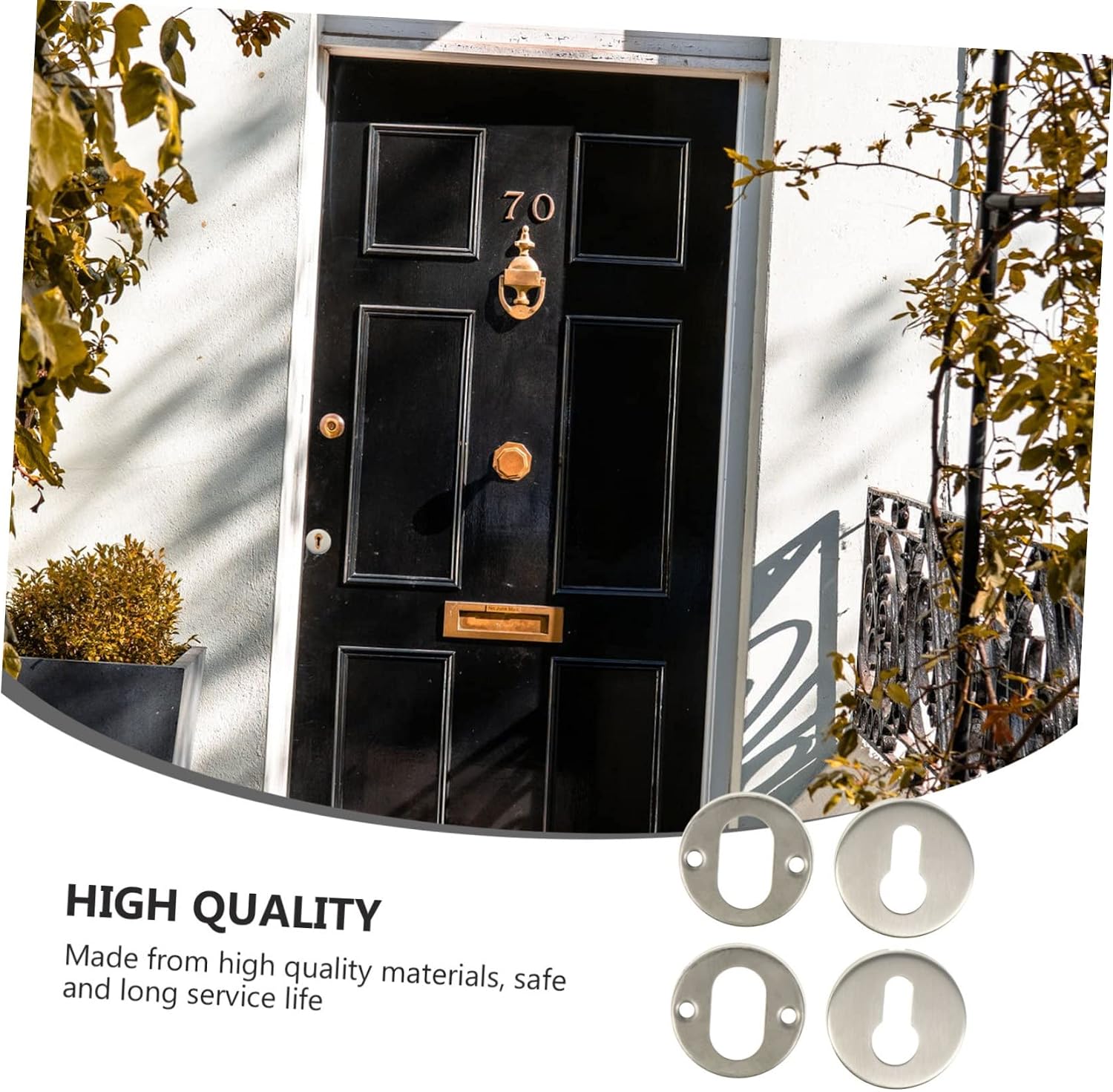 2sets Key Lock Cylinder Cover Door Lock Protector Door Protector from Dog Scratching Keyhole Supply Key Tags Stainless Steel Style