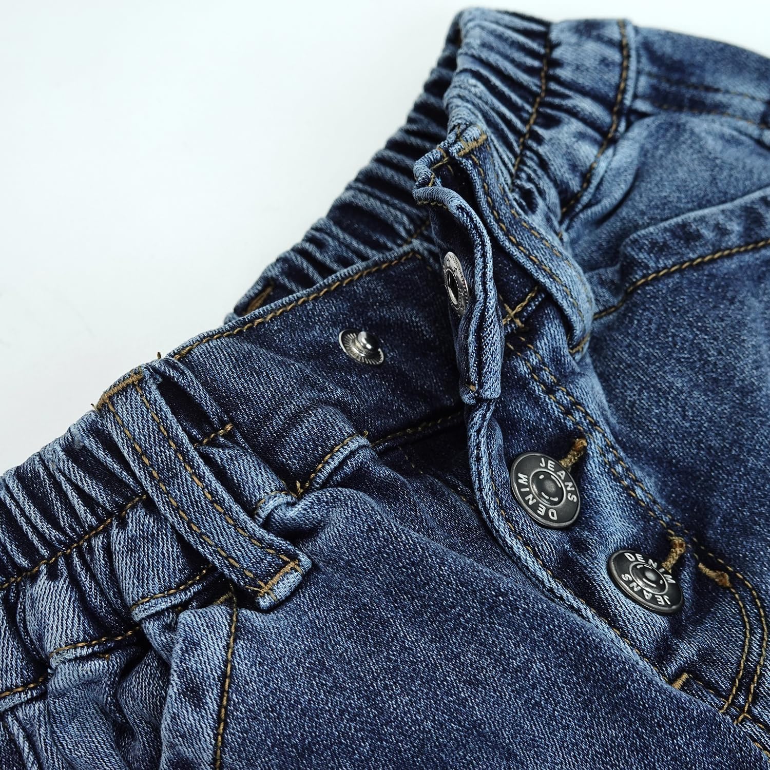 KIDSCOOL SPACE Baby Jeans,Toddler Elastic Waistband with D-Ring Soft Stretch Denim Pants