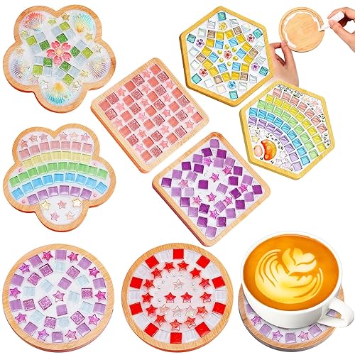 8 Sets Christmas DIY Mosaic Tiles for Crafts Mixed Color