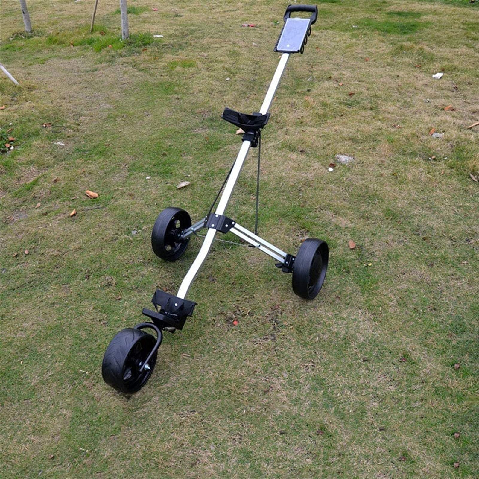 Carrito de Golf de 3 Ruedas para Empujar y Tirar - Freno de pie - ¡Se Abre y se Cierra en un Segundo!