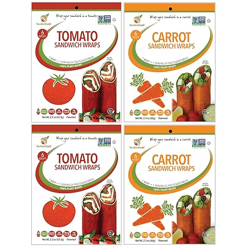 Carrot & Tomato Sandwich Wraps (Four-Pack) – Plant-Based, Vegan, Gluten-Free,
