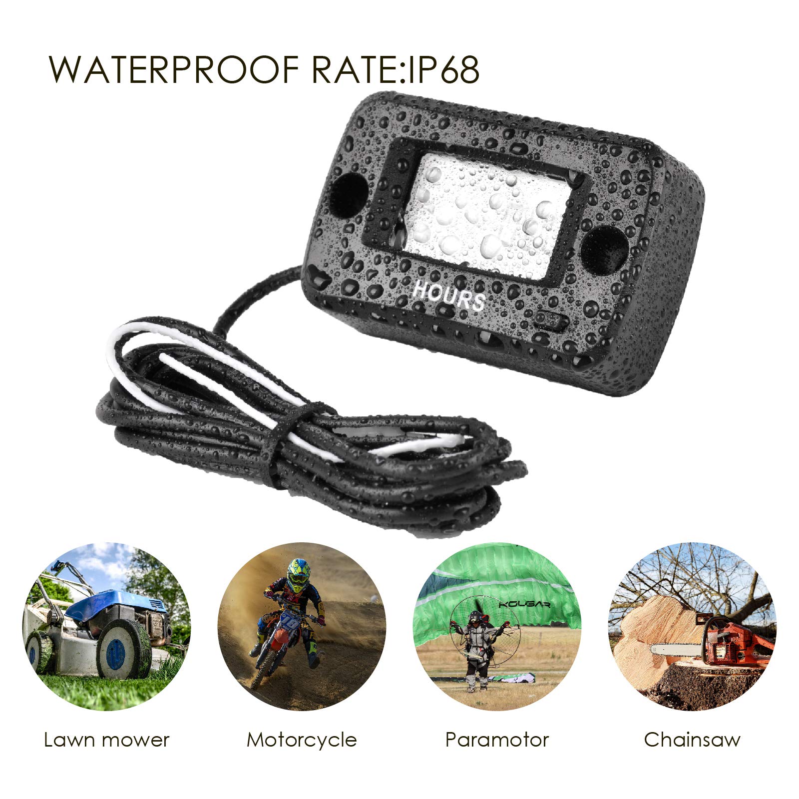 NR-HM019 - Contatore di manutenzione digitale LCD impermeabile a benzina per paramotori, motoseghe, generatori, tosatrici, modellini barche
