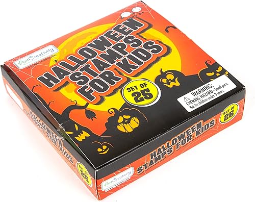 Miniatura 7 de ArtCreativity Sellos de Halloween para niños, paquete de 25 sellos espeluznantes preentintados surtidos, lo mejor para recuerdos de fiesta, rellenos