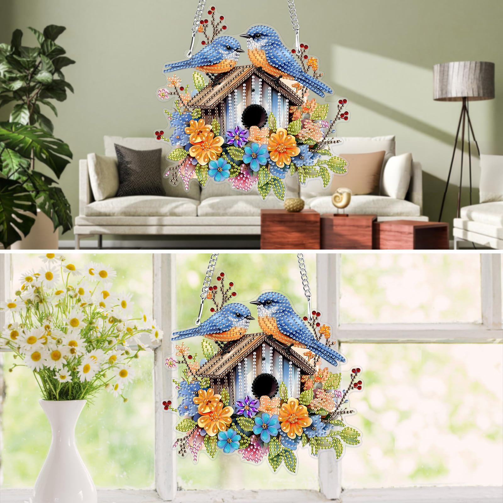 MISCER Diamond Painting Willkommensschild | DIY Diamant Anhänger Set | Für Home Decor & Geschenk