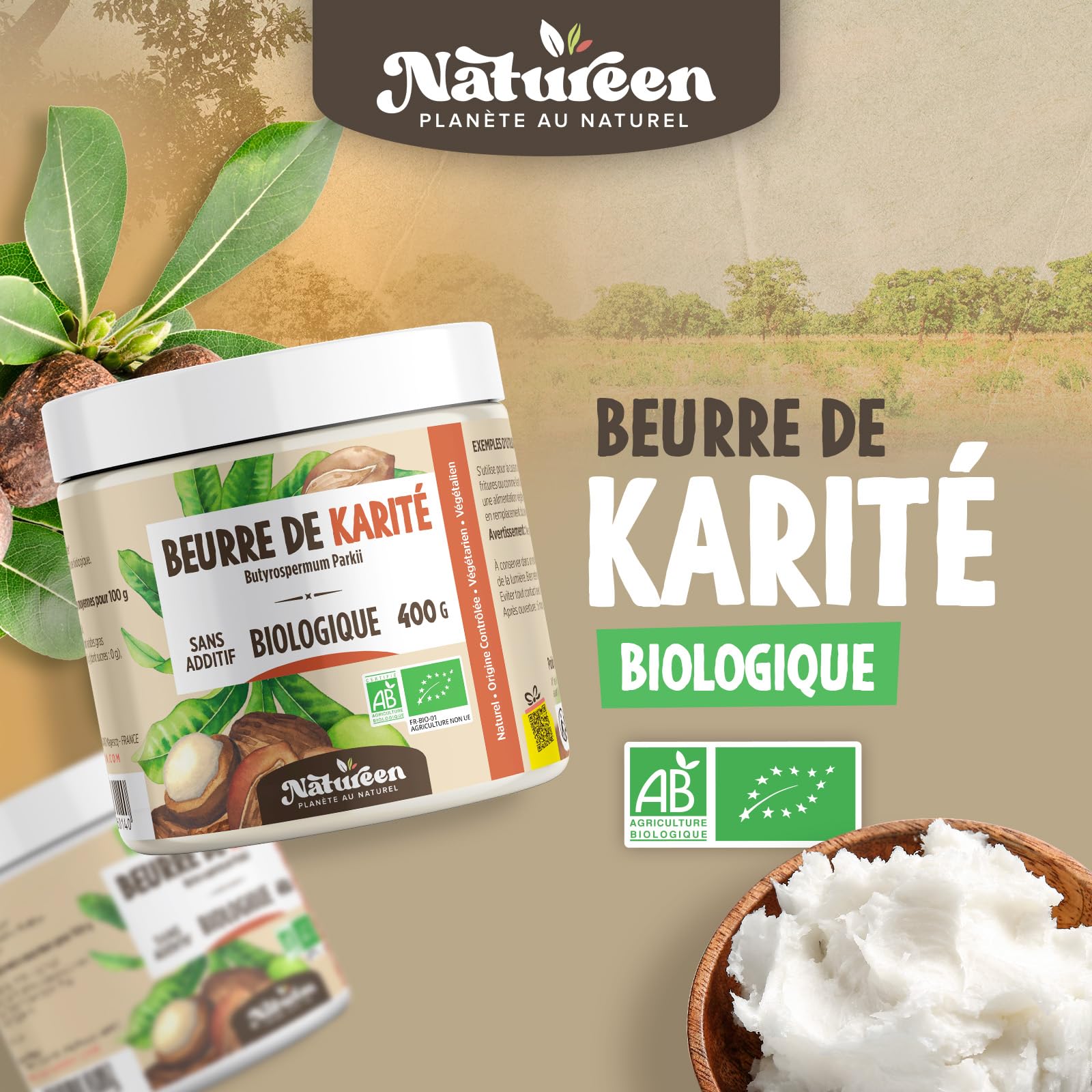 Organiczne masło shea AB 400 g - 100% roślinne