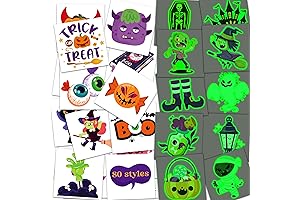 Glow Halloween Tattoos for Kids - 80 Styles, 2 Inch Halloween Party Favors