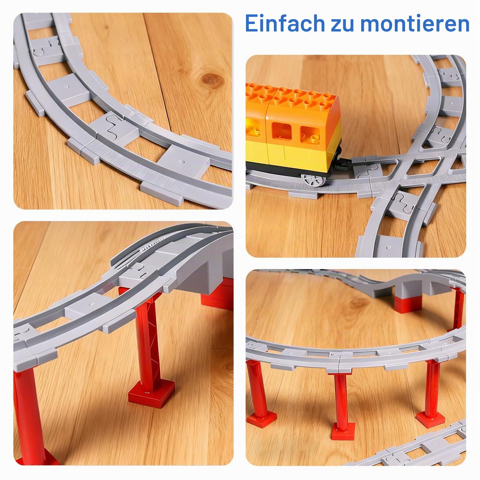 67 Stück Bausteine Schienen Set, City Schienen Eisenbahn mit Cross, Track Gerade, Kurven Schienen, Schräge Schienen, kompatibel mit dem Marktführer ab 2 Jahren