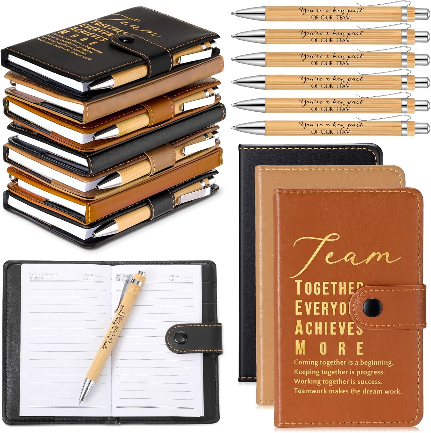 Honoson 12 Set Employee Appreciation Gift Bulk for Administrative Professional Staff Team Appreciation A5 Leather Notebook with Ballpoint Pen for Volunteer Laboratory Dispatcher Coworker(Multicolor)