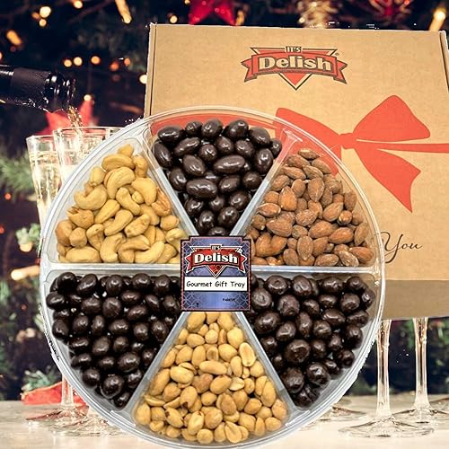 Miniatura 4 de It's Delish - Bandeja de regalo grande de chocolate gourmet y nueces saladas, 6 puntos, caja de regalo para fiestas, eventos, día del padre, día de