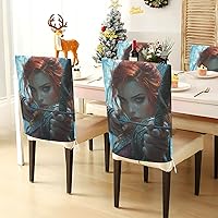 Vista 4 de Juego de 6 fundas decorativas para silla de escritorio para decoración del hogar, fundas suaves e impermeables para sillas de comedor, cobertores