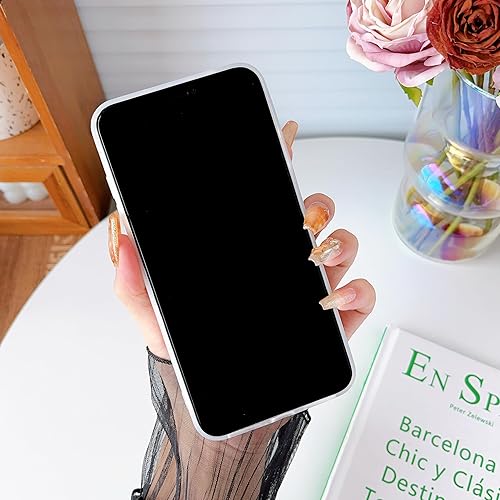 Miniatura 8 de Qokey Funda compatible con iPhone 14 Pro Max, bonita funda de flores de jardín con anillo giratorio de 360 grados, soporte de soporte de TPU suave y