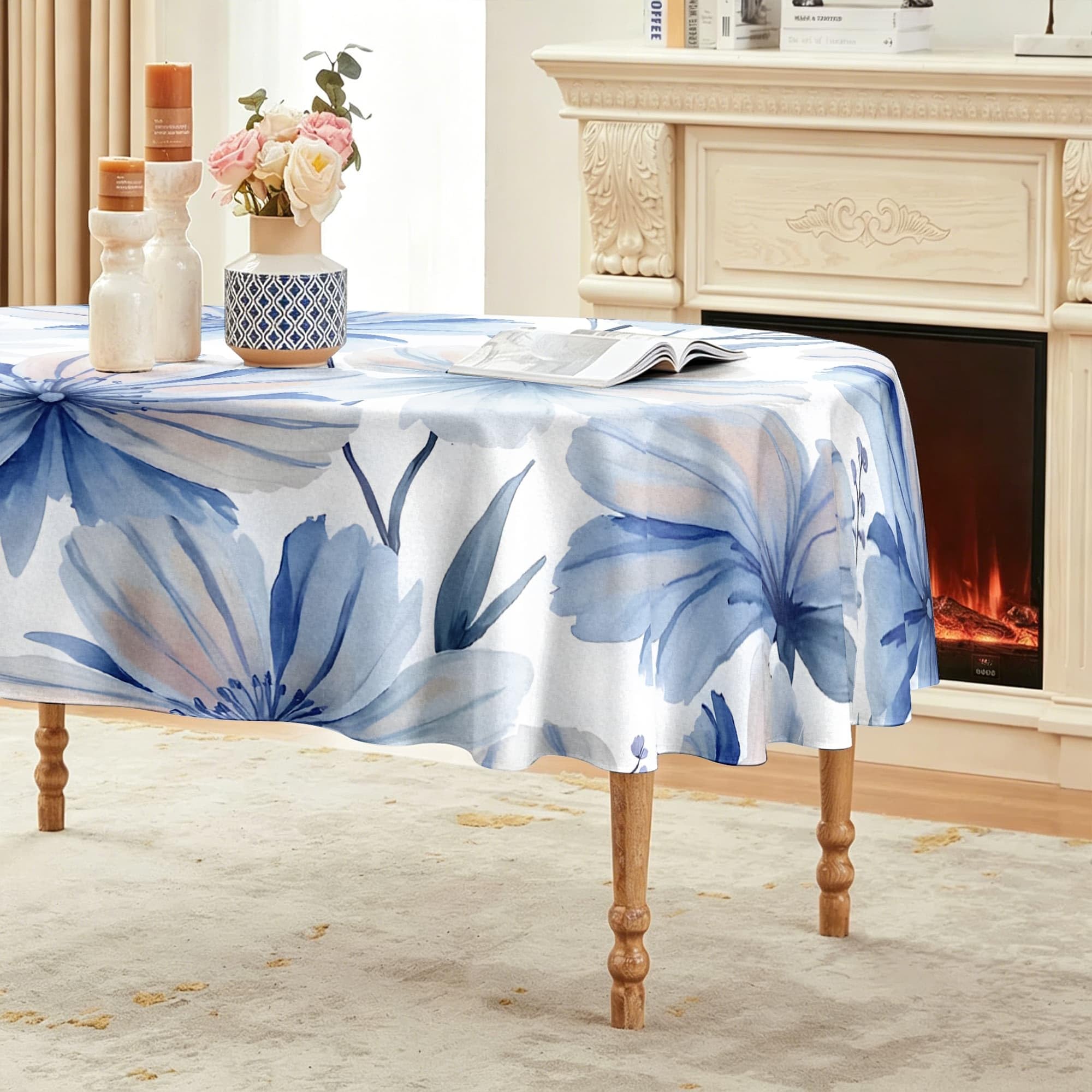 Kornblume Ovale Tischdecke Abwaschbar 160x220 cm