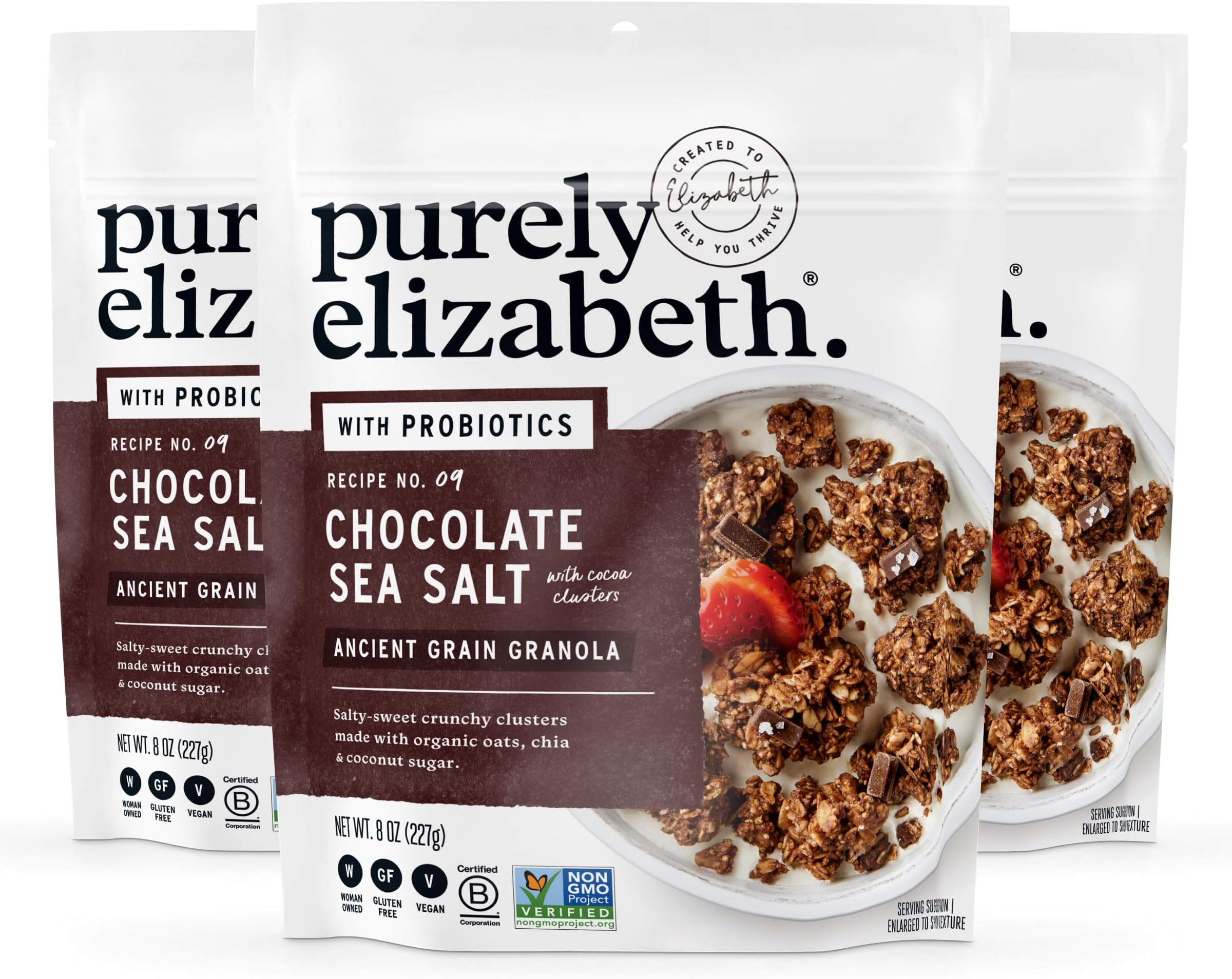 Chocolate Sea Salt, Antique Grain Granola with Probiotics, Gluten Free, 8 oz (Pack of 3)