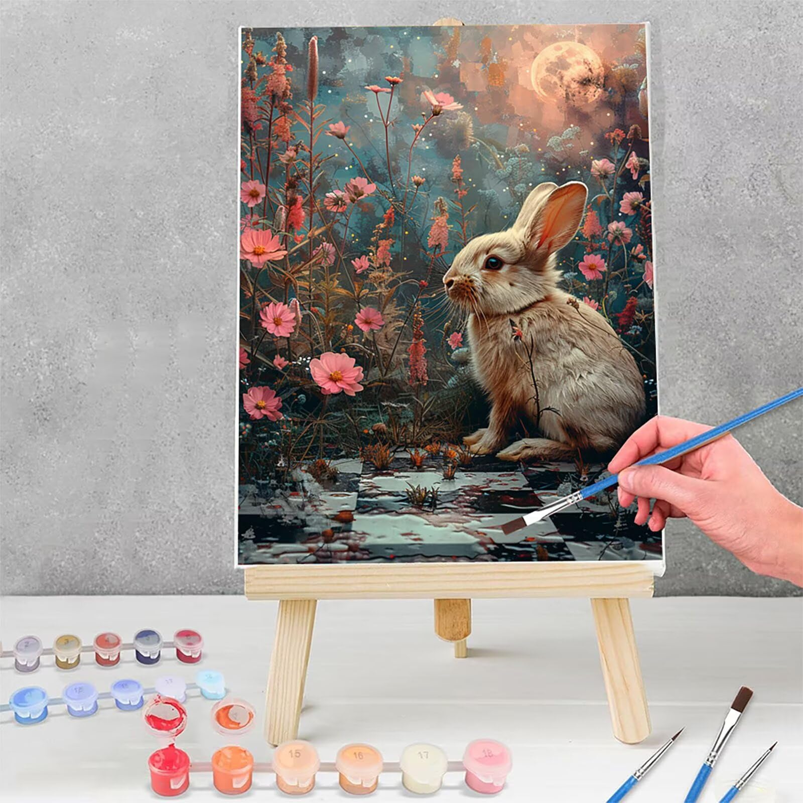 Rabbit Painting By Numbers Adult with Frame, Painting By Numbers Flower, DIY DIY Adult, Paint by Numbers Adult Kit with Acrylic Painting and Brushes, Home Decoration Gift 100x130cm L-6560