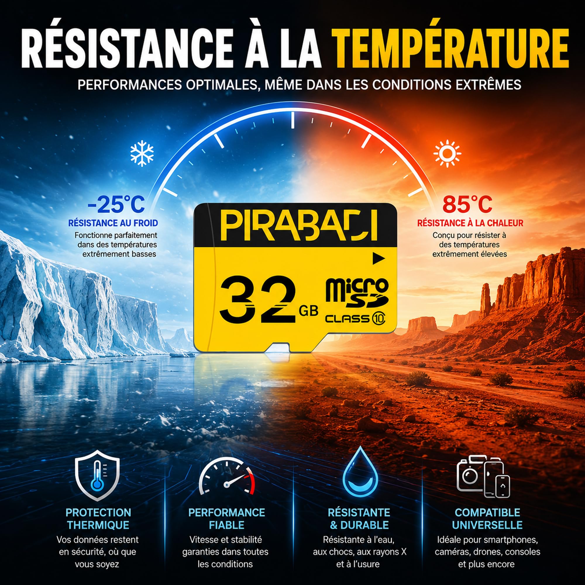 Carte MEMOIRE SD 32GB 32GO 32 GB GO Original | PIRABADI Ultra Extreme Pro | CAPACITE Reel | + Adaptateur | Marque 100% Francaise