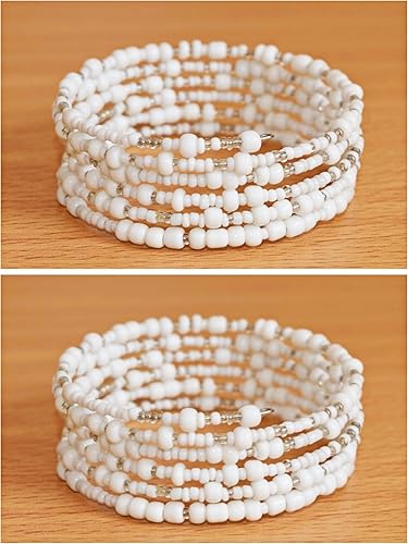 Miniatura 2 de TEMBO AFRICA - Juego de 2 pulseras de cuentas hechas a mano para mujer, pulseras envolventes, regalos de joyería bohemia, playa de verano, color