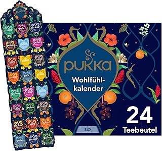Pukka Bio Tee Geschenkset, Adventskalender, "Wohlfühlkalender 2025", Umweltfreundlich, Keine Schokolade, Milchfrei, Geschenkidee, 12 Tee Varianten, 24 Teebeutel