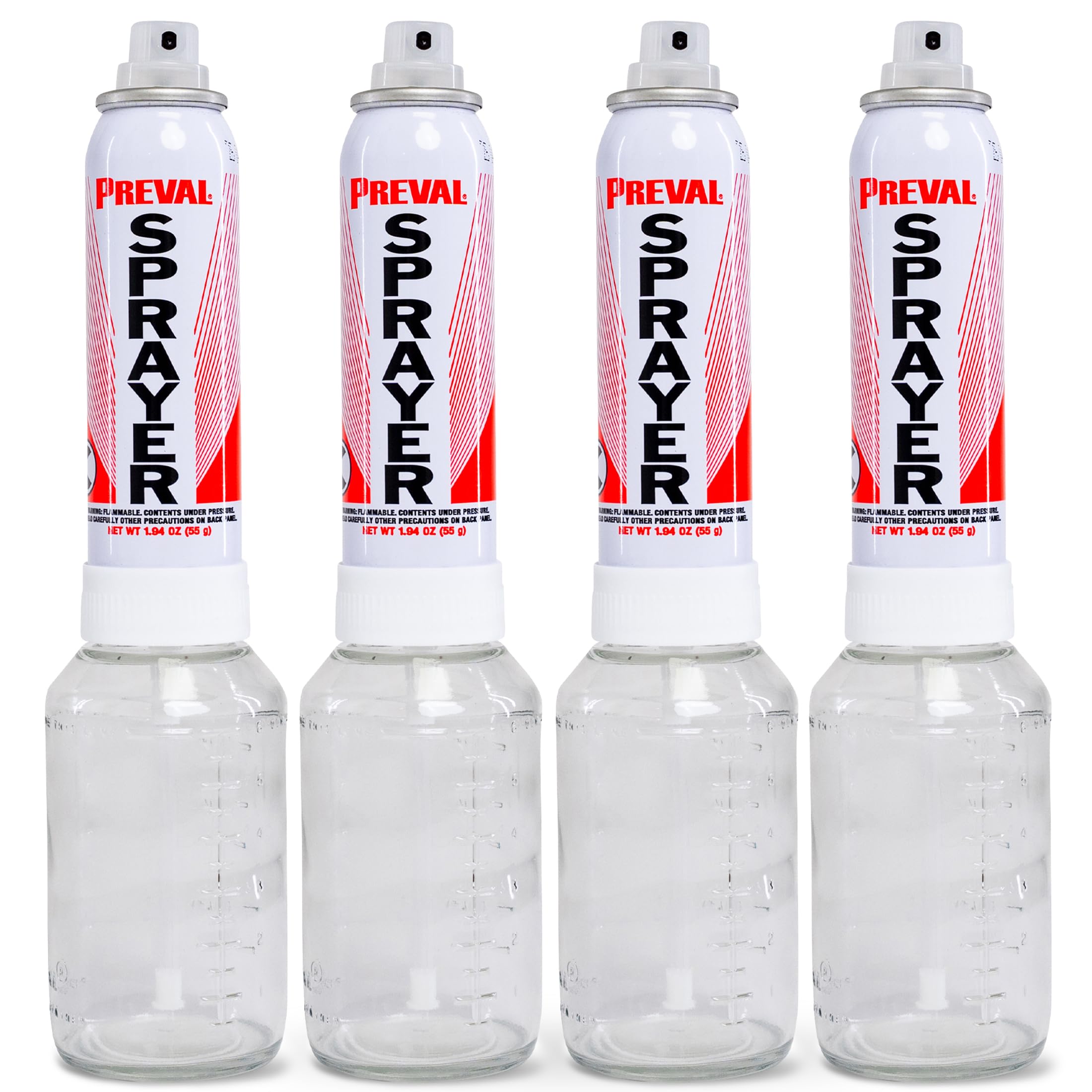 Preval Sprayer 4 Pack | Refillable Aerosol Spray Paint System with NEW PrecisionFlex Valve & Insert | Professional Paint Sprayer for Touch Ups, Automotive, Furniture, DIY & Custom Paint - MPN 267