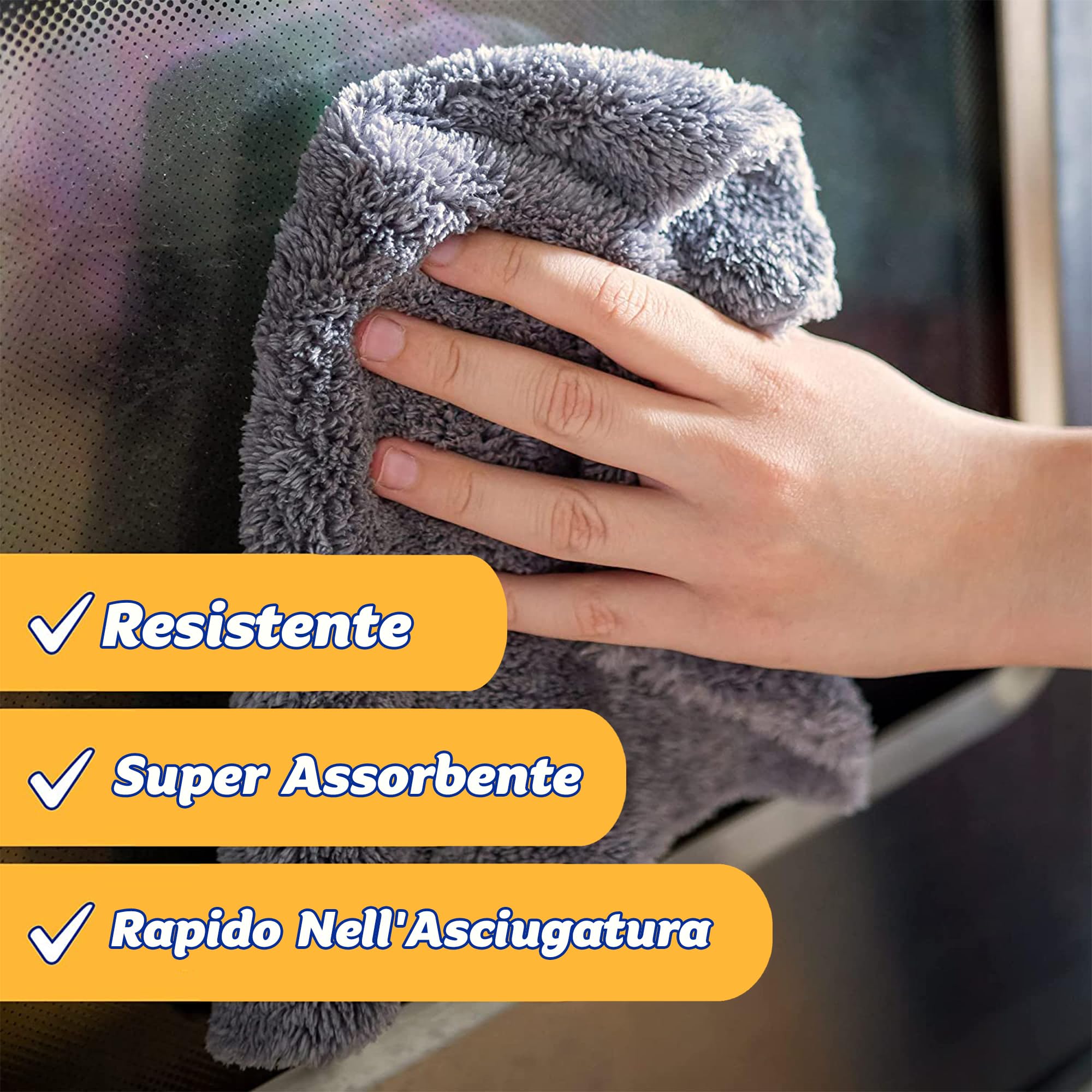 Spolverino Auto in Microfibra - Lavabile a Mano - Spazzola Riutilizzabile con Impugnatura Comoda e Pieghevole per la Pulizia