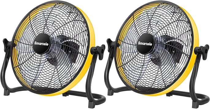 16 inch Rechargeable Floor Fan, Battery Operated Fan, High-Velocity Garage Fan with 12500mAh Battery for Outdoor, Industrial, Up to 30 Hours Running, Fast Charging 2 Pack, 16 x 2