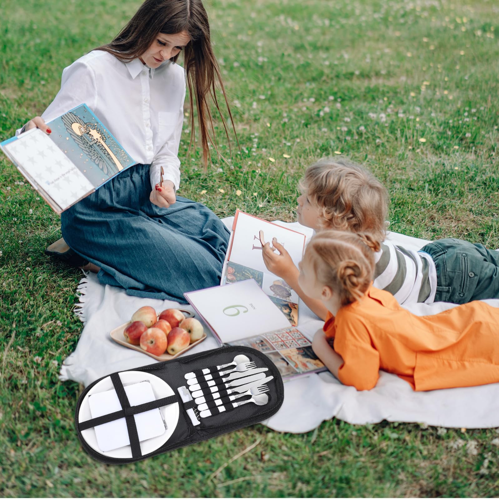 Set de Couverts pour 4 Personnes en Acier Inoxydable de Camping Léger et Facile à Nettoyer, pour Voyages et Pique- en Plein Air