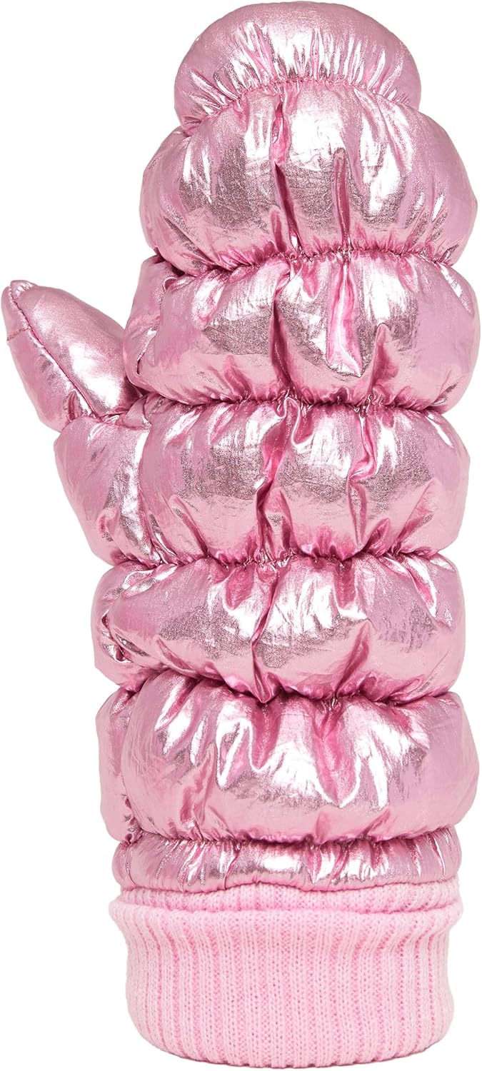 Funky Junque Puffer Mittens for Women Winter Fleece Lined Gloves Down Shiny Metallic Soft Knit Cuff Fashion Funky Junque Puffer Mittens for Women Winter Fleece Lined Gloves Down Shiny Metallic Soft Knit Cuff Fashion