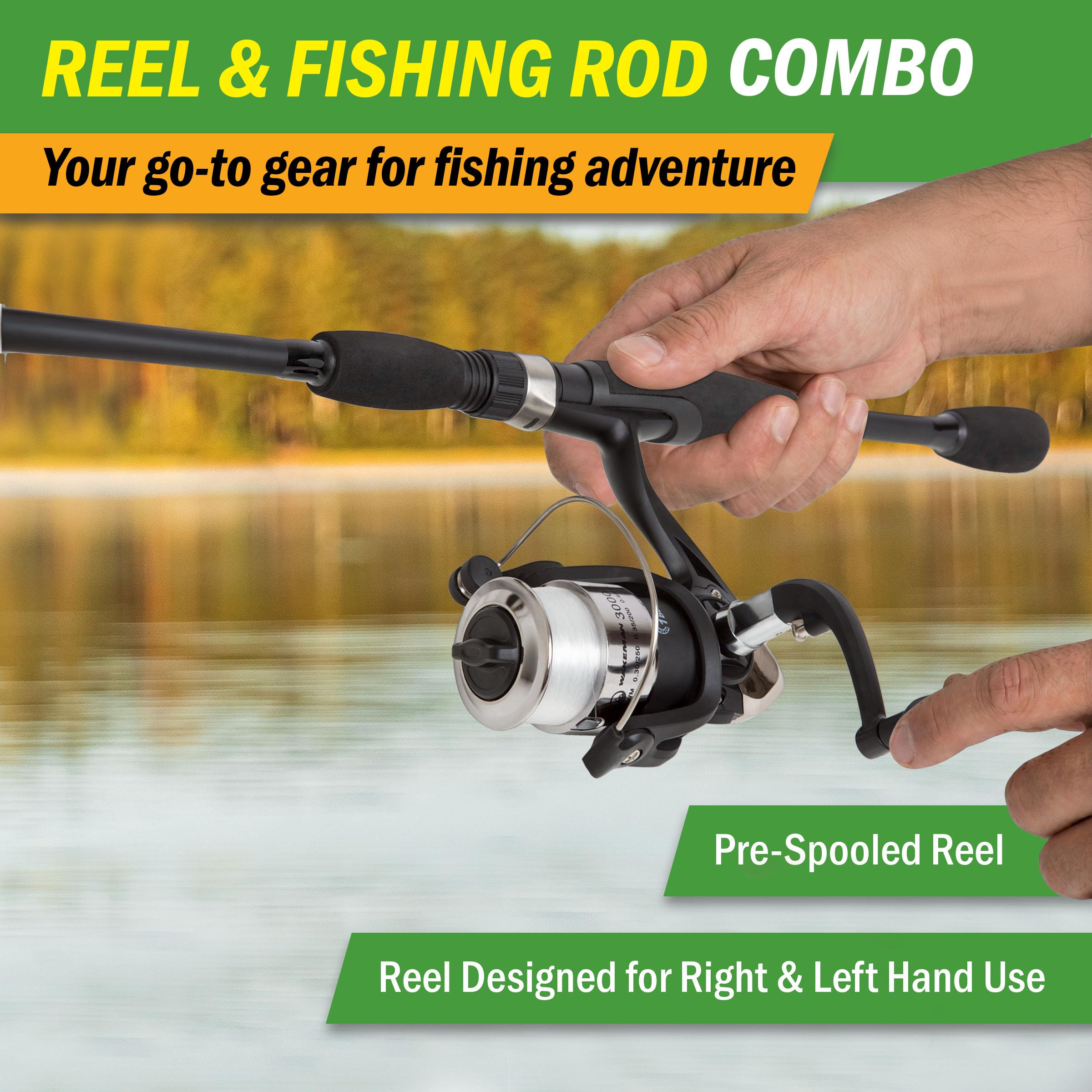 Amazon.com : Fiberglass Fishing Pole - Strike Series Collapsible Rod and  Spinning Reel Combo Gear for Catching Walleye, Bass, Trout, and More by  Wakeman (Black) : Sports & Outdoors