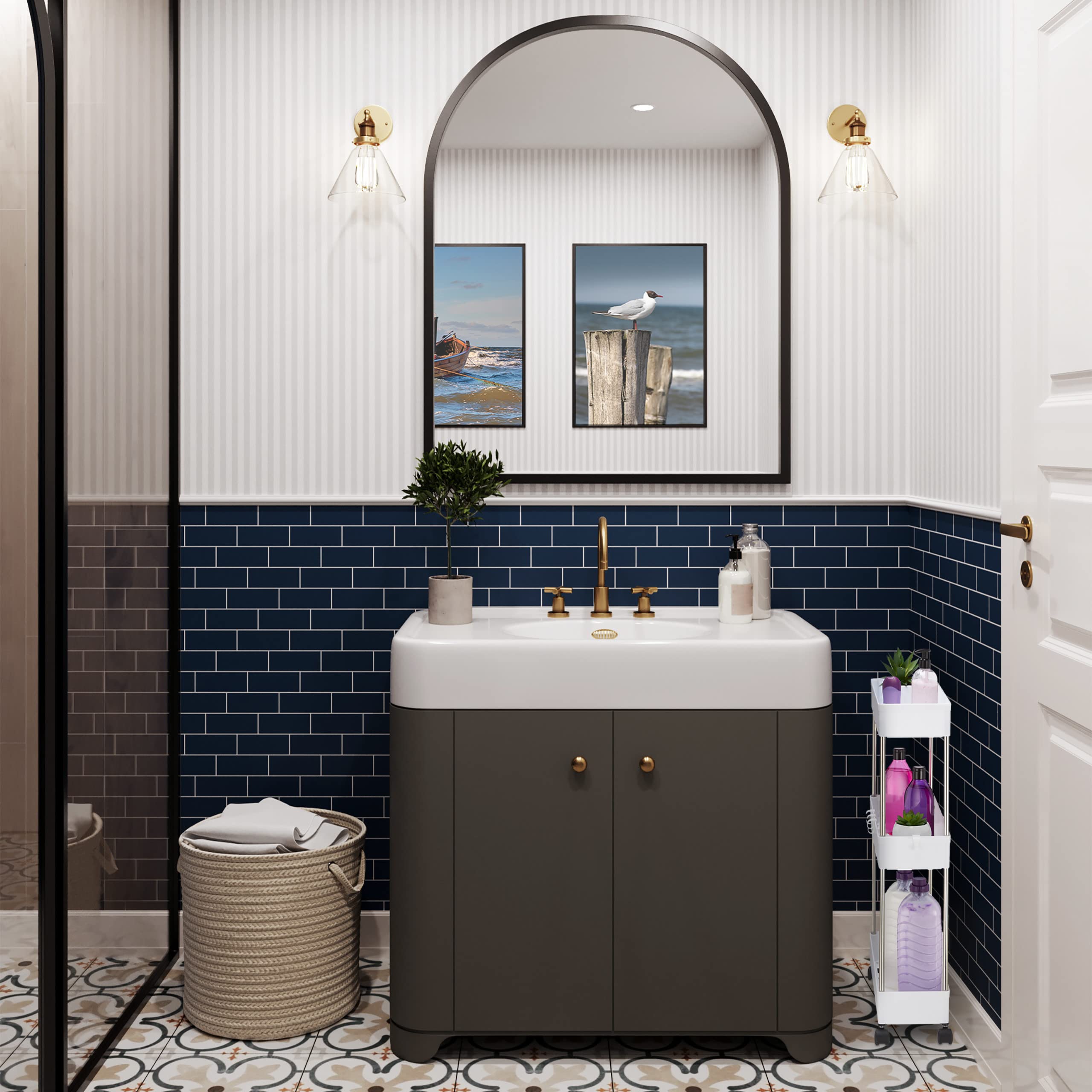 Relaxdays Mobile Salvaspazio, Scaffale su Ruote con 3 Ripiani, per Bagno & Cucina, Carrello 70 x 15,5 x 40,5 cm, Bianco
