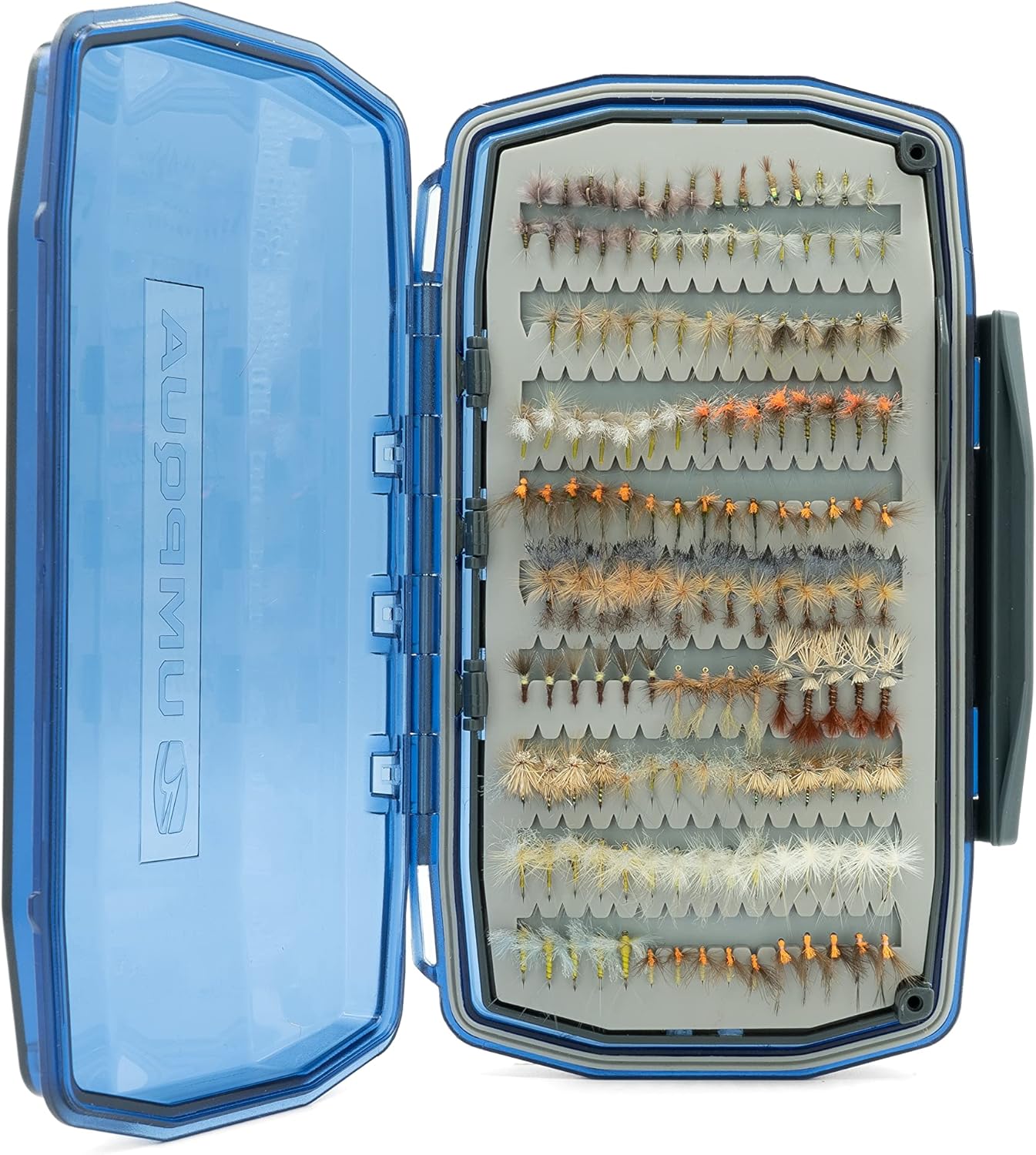 UMPQUA UPG Silicone WP Essential Large Fly Box - Lightweight Versatile Large-Sized Waterproof Dustproof Quick-Loading Fly Storage Case - Fly Fishing Tackle Organizer - Blue