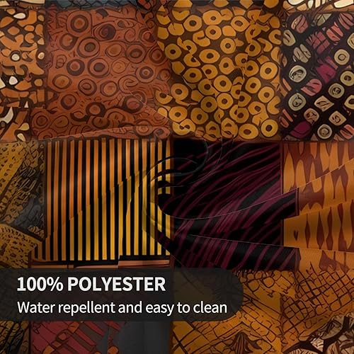 Miniatura 7 de Mantel redondo de 60 pulgadas, impermeable, estilo africano, estampado de retazos, mantel circular para cocina, comedor, arrugas, mantel redondo