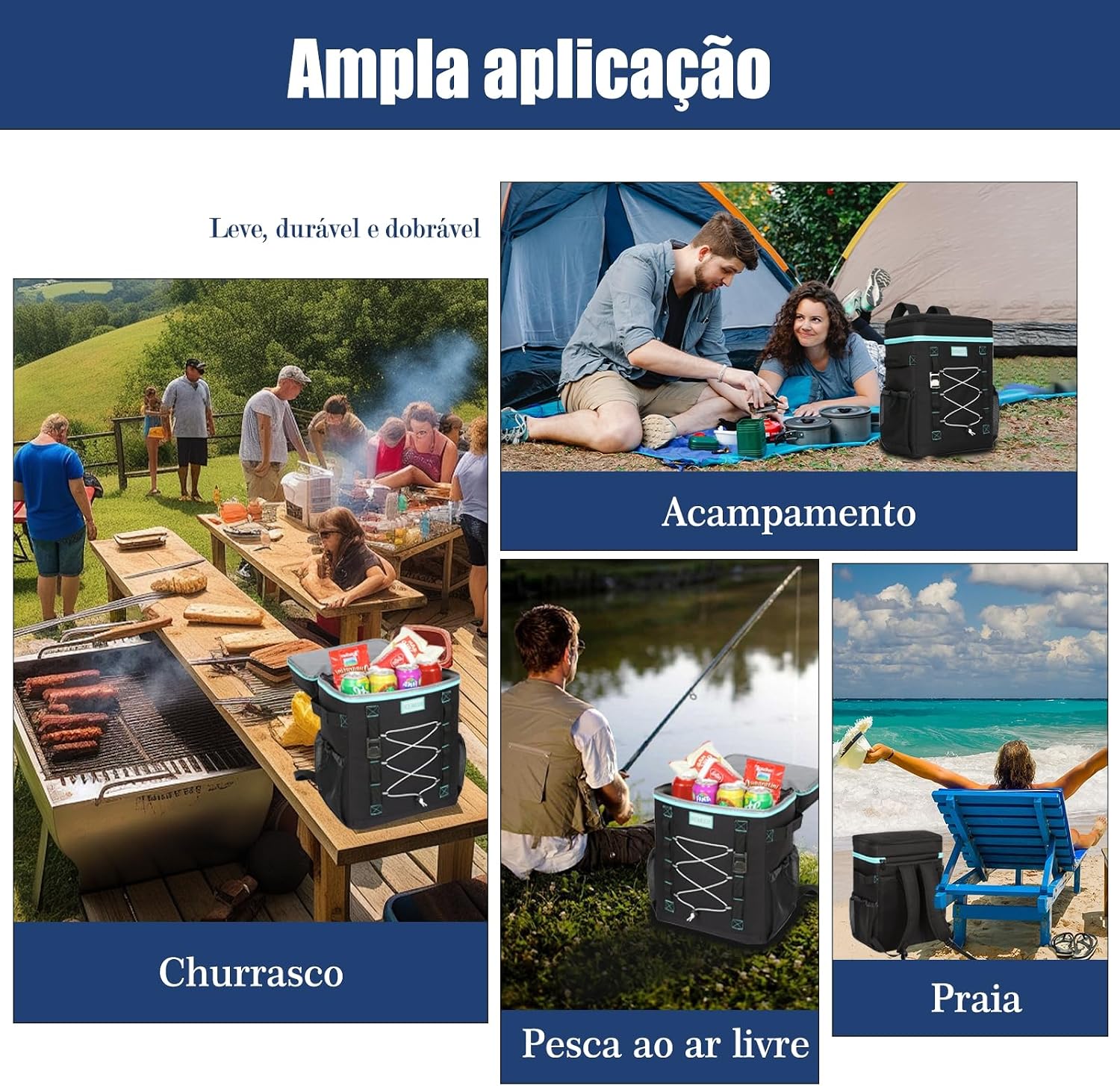 INSMEER Mochila Termica, 50 Latas Bolsa Termica Isotérmico Grande Caixa Termca Cooler Sacola Para acampamento, Mochila para Feminina Masculino Praia