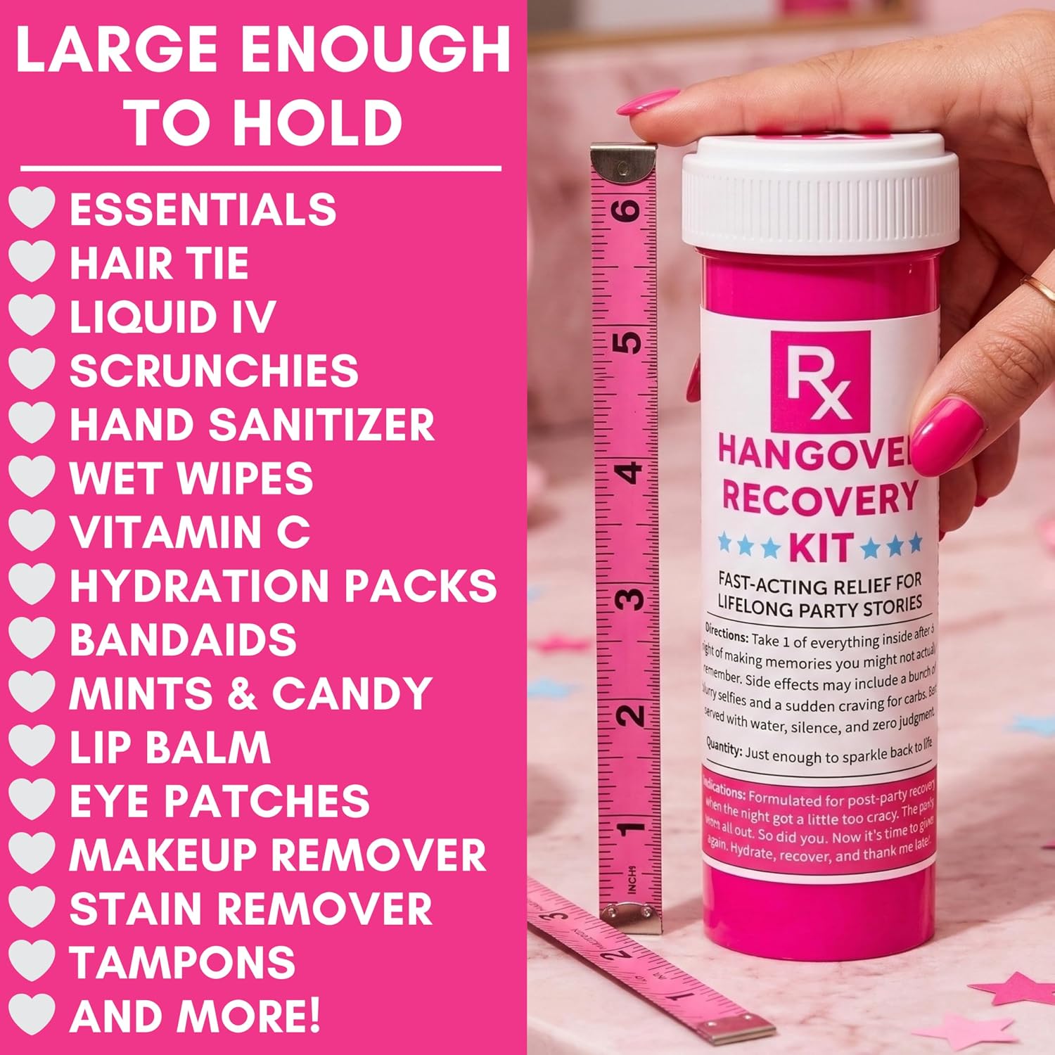 10 Pack Hangover Recovery Kit - Upgrade from Bags to Pink Bottles for DIY Party Favors - Bachelorette, Bridesmaid Gifts, 21st Birthdays, Girls Trips, Night Out, Galentines, Bridal Shower & Weddings