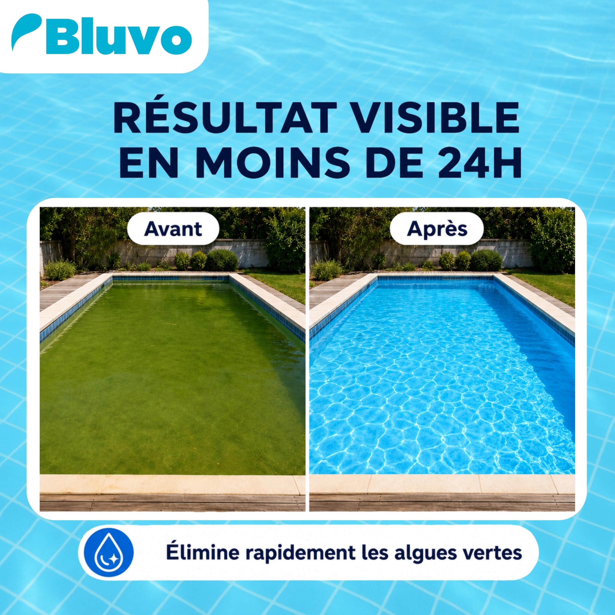 Algicide Anti-Algues Piscine 5L | Rattrapage Eau Verte & Stop Algues | Traitement Choc Efficace pour Éliminer Algues et Eaux Troubles