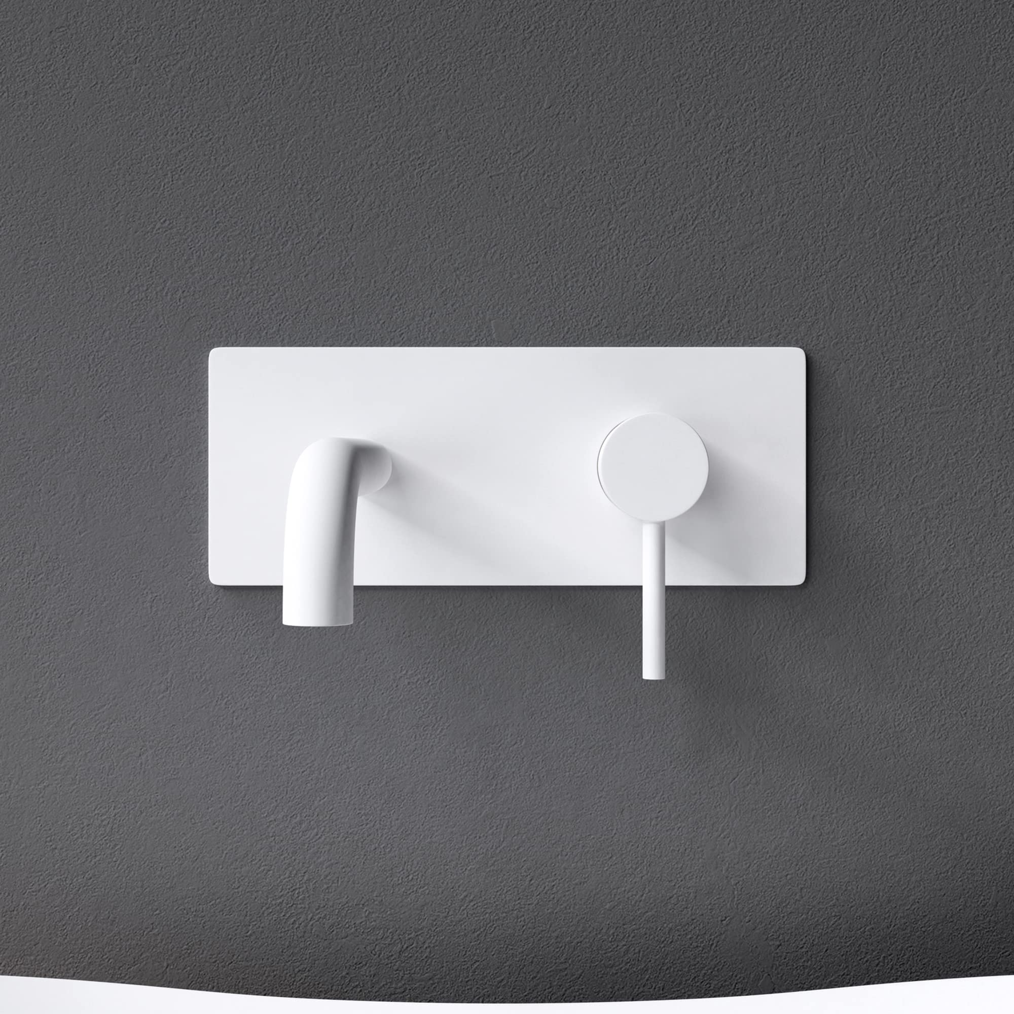 Mai & Mai Miscelatore per Lavabo a Muro, Rubinetto Lavabo a Parete per bagno WA112 con Corpo a Incasso, Bianco