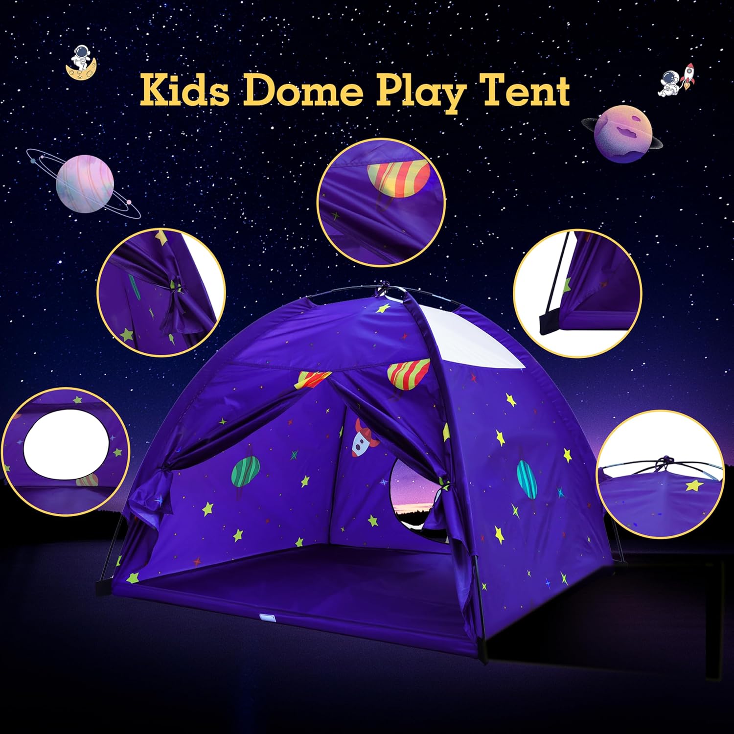 Kids Play Tent Outdoor Boys Indoor Playhouse for Children Tents Toddler Girls Gift Game Play HouseToys (Purple) - Image 3