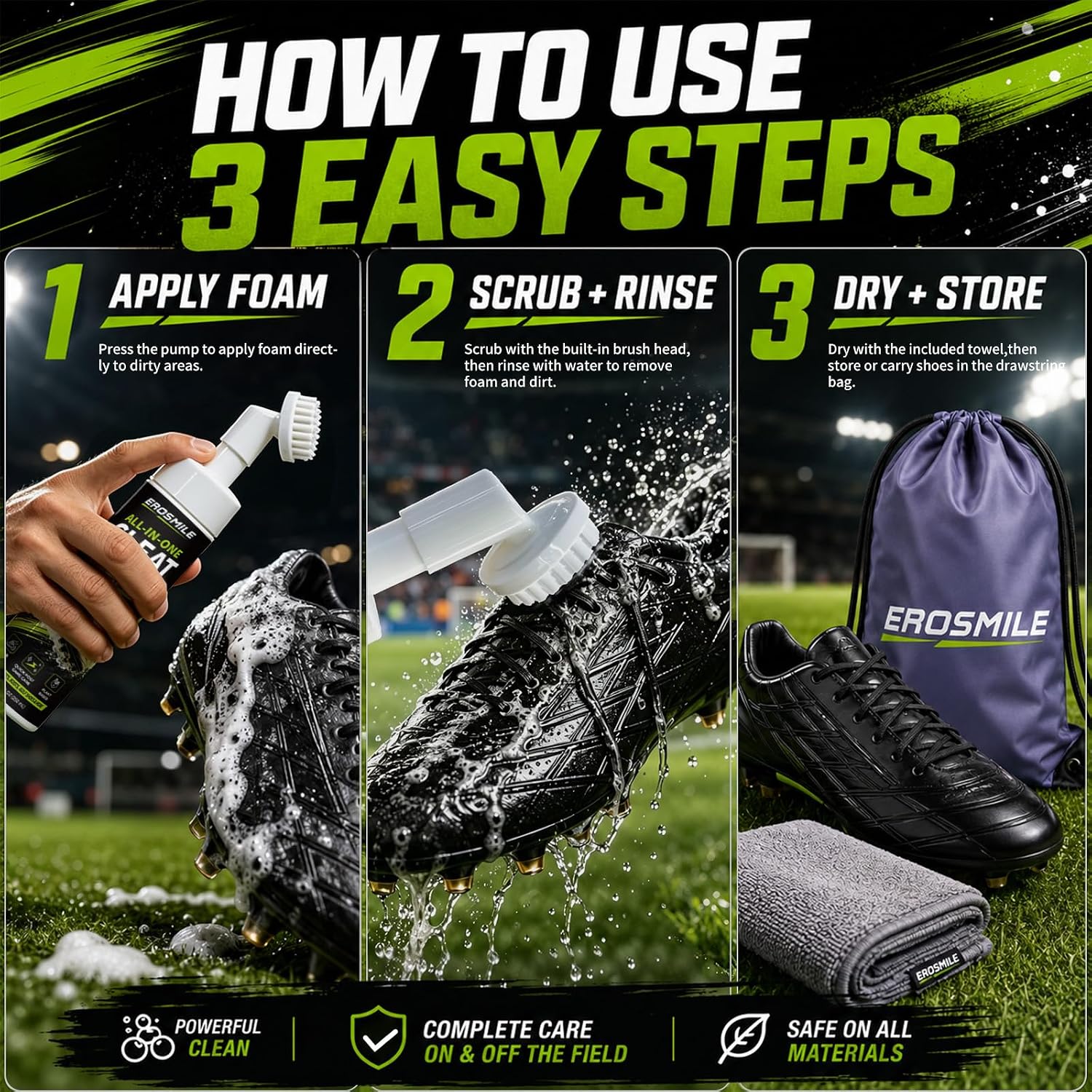 Cleat Shoes Cleaner Kit for Football, Soccer, Baseball, Golf Boots & More