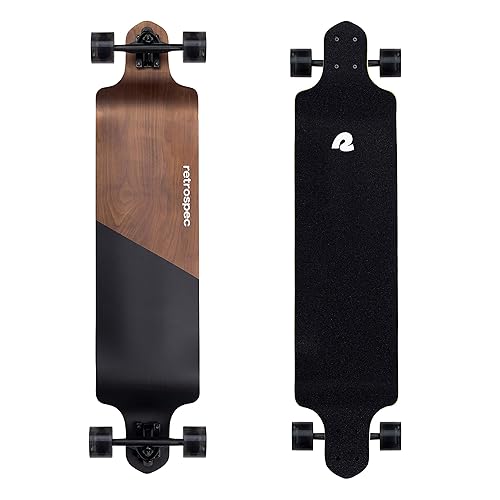 Retrospec Tidal Drop Down Longboard - 41" Extra Wide Stable Deck, 9-Ply Canadian Maple, ABEC-9 Bearings, 85A PU Wheels, Reverse Kingpin Trucks for Cruising & Downhill