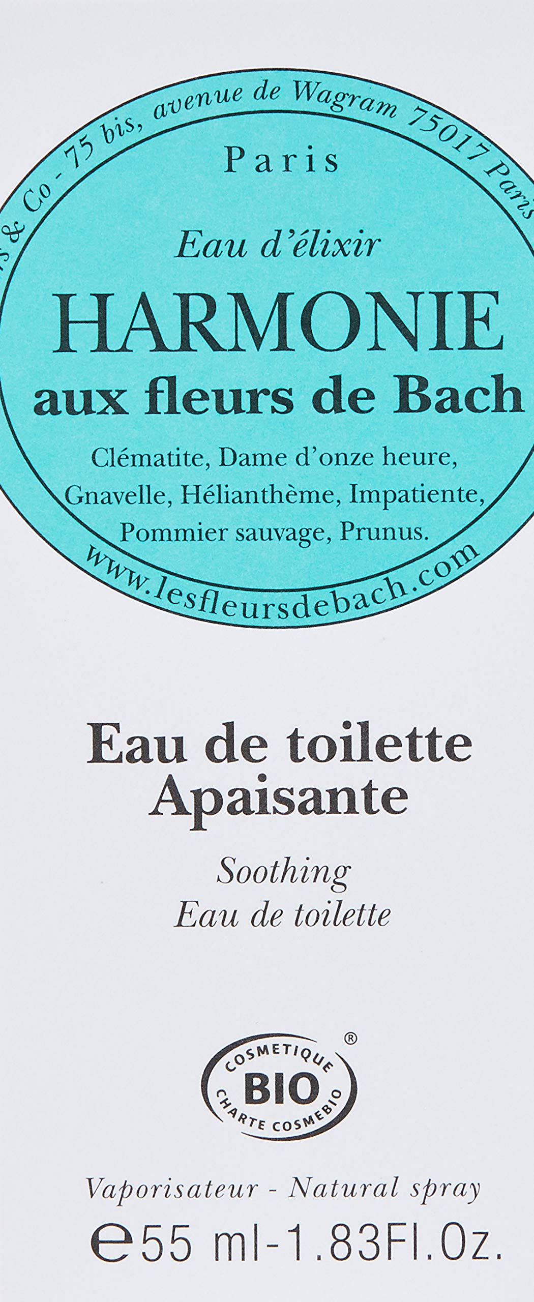 Elixirs & Co - Woda toaletowa z kwiatami Bach - Wellness - 100% Naturell - Wegańska - Organiczna - Wyprodukowano we Francji - Harmonia - Kojąca woda toaletowa - 55ml